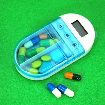 Портативный Электронный Цифровой Таймер Коробки Для Таблеток с Будильником Smart Pill Case Reminder с 2 Отделениями
