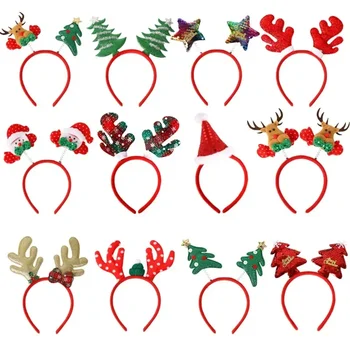 Рождественская повязка на голову с пятью звездочками из лосиного рога, рождественские украшения, детская пуговица для украшения вечеринки