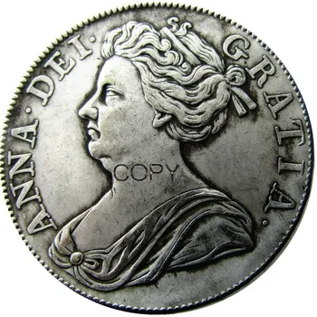 Копия Монеты Соединенного Королевства 1713 года с Серебряным покрытием в 1 Корону Анны