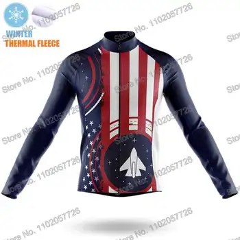 Велосипедная майка американских ВВС с длинным рукавом, зимняя велосипедная одежда, мужская рубашка для шоссейных гонок, MTB, Женская велосипедная термокуртка