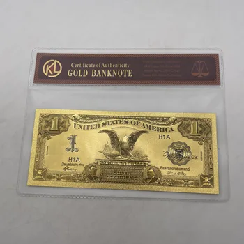 1шт Антикварная имитация 1899 года Черный орел Банкнота в 1 доллар США, цветная банкнота из 24-каратного золота для коллекции патриотических сувениров