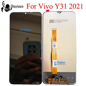 Черный 6,58 дюйма для Vivo Y31 V2036 2020 2021 Замена ЖК-дисплея с сенсорным экраном и цифровым преобразователем в сборе
