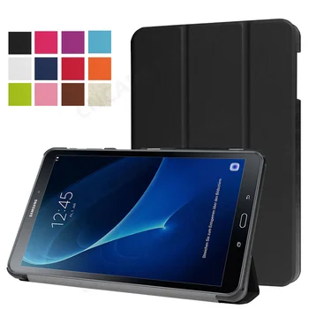 Для Samsung Galaxy Tab A6 10.1 2016 Чехол Для планшета SM-T580 SM-T585 С Трехстворчатой Подставкой, Магнитная Крышка с жесткой Задней Панелью