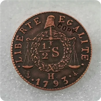 КОПИЯ КОПИЯ монеты 1793 года Франция 1/2 Сол.