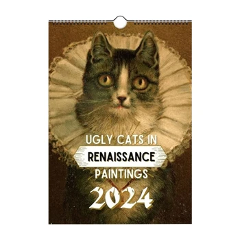 Календарь с фотографиями кошек, ежемесячный планировщик, настенные календари с уродливыми кошками, восхитительные картинки, забавный домашний декор для ежедневного планирования