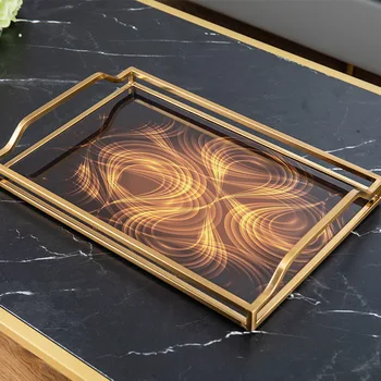 Креативное европейское украшение подноса бытовой чайный столик для хранения чайного сервиза прямоугольная модель подноса для гостиной
