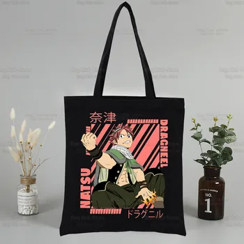 Fairy Tail Guild Harajuku Shopping Черные сумки, холщовая сумка из мультфильма Аниме, тканевая сумка, сумки на плечо Natsu Zodiac, сумки через плечо