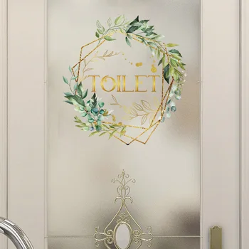 Вывески Зелень Английский Слоган Дверные наклейки Креативное украшение ванной комнаты ресторана ПВХ Наклейки на стены Самоклеящиеся
