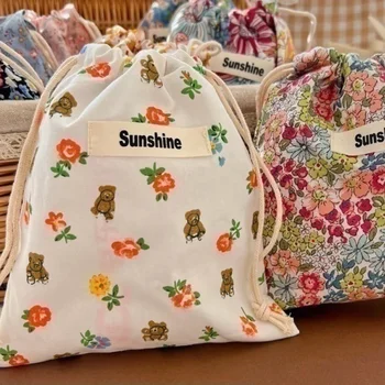 Сумка для мамы с цветочным принтом, сумка для детских подгузников, карман на шнурке для подгузников, сумка для переноски коляски, дорожная сумка для хранения подгузников на открытом воздухе