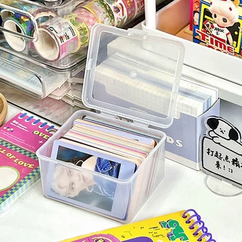 3-дюймовая Коробка для фотокарточек Kpop, Прозрачная Карточка Idol, Органайзер для хранения Клейкой ленты, Пластиковая Коробка для хранения Школьных канцелярских принадлежностей.
