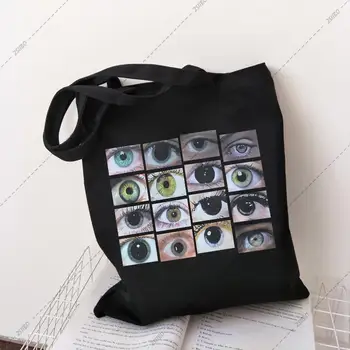 Новая городская сумка большой емкости на Хай-стрит, сумка для покупок в стиле панк, холщовая сумка с готическим принтом в виде глаз, винтажная школьная сумка для подростков-