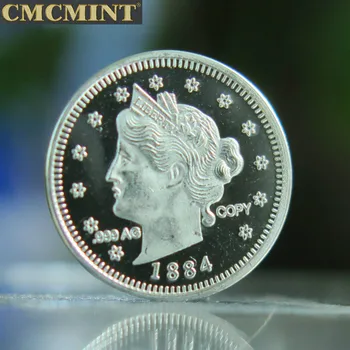 Серебряные и золотые монеты 1 грамм чистого серебра 1884 г. круглый стержень из никеля с одной головкой V Liberty