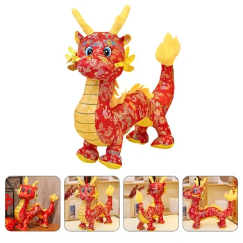 Мягкая игрушка Кукла животное Плюшевый талисман китайского Нового года Кукла Дракон 2024 Год Дракон Зодиак Игрушки подарок Рождественский Лунный