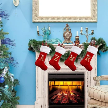 Рождественская сумка-носки С красивым украшением, носки с рисунком A-Z, улучшают атмосферу собраний, Праздничные Рождественские Носки для мальчиков и девочек