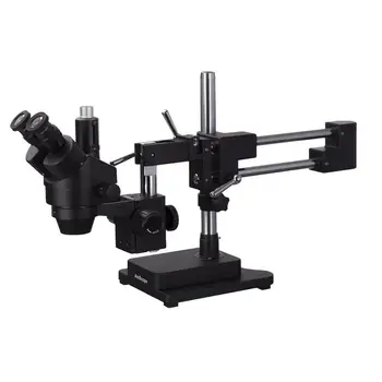 Микроскоп AmScope 7X-90X с Тринокулярным Стереозумом и Черной Двойной Подставкой для Стрелы