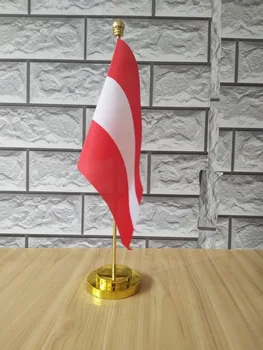 изготовленный на заказ офисный стол настольный флаг с золотым или серебряным металлическим основанием для флагштока флаг Австрии 14 *21 см флаг страны бесплатная доставка № 0044