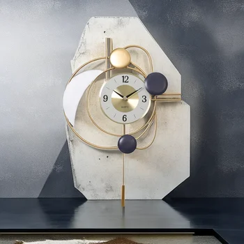 Настенные часы в художественном стиле, современный дизайн, геометрические часы, настенный домашний декор, Легкие роскошные бесшумные часы-качели, украшение гостиной 2024