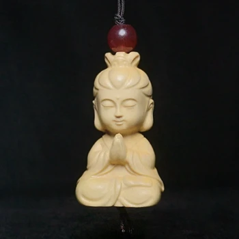 Статуя Будды ручной работы из китайского самшита, амулет, ожерелье, подвеска, украшение нэцкэ, коллекция подарков