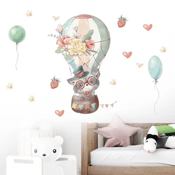 Мультяшные животные, Чашка, Воздушный шар, наклейки на стену для детей, декор детской комнаты, Съемная Наклейка из ПВХ, Настенная роспись на окне ванной комнаты, сделай САМ