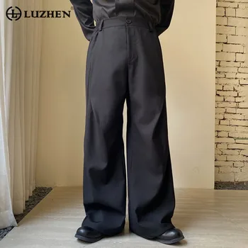 LUZHEN/ Новый Стильный Высококачественный плиссированный дизайн, Элегантные мужские Мешковатые Широкие брюки, Модный универсальный повседневный костюм в корейском стиле, брюки 08e264