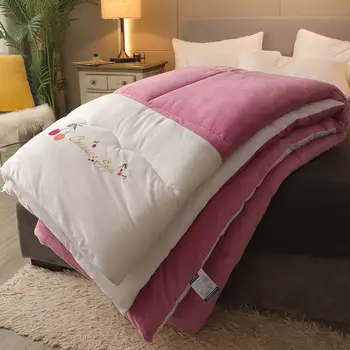 Кашемировое стеганое одеяло для домашнего постельного белья, Теплое зимнее стеганое одеяло из овечьей шерсти, пуховые одеяла Single Double Queen King Size