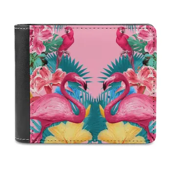 Модный кошелек для кредитных карт Flamingo и Tropical Garden, Кожаные кошельки, Персонализированные кошельки для мужчин и женщин Flamingo
