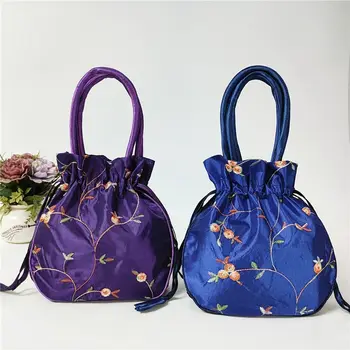 Мини-кошелек, кошельки, косметичка с вышивкой, маленькие сумки для хранения, сумки на завязках Hanfu, Женские сумки с цветами, сумка для упаковки ювелирных изделий.