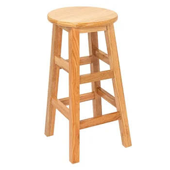 Оптовая продажа высокого табурета из массива дерева современный простой барный стул усиленный домашний ретро-стульчик для кормления из массива дерева вращающийся