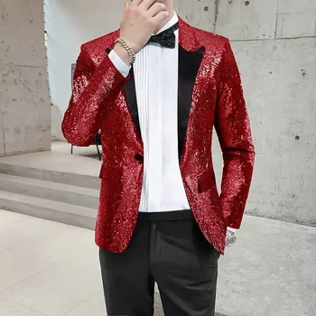 2023 Мужское Персонализированное Платье с Блестками Performance Gold Suit Coat Студия одежды Костюм