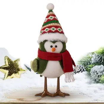 Украшение в виде светящейся птицы с плюшевым шарфом, праздничный светодиодный орнамент в виде птицы, вязаная плюшевая птица для рождественских украшений многоразового использования