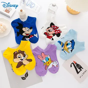 Детские носки Disney с Минни для девочек, Микки Маус, Дональд Дак, короткие носки с милыми мультяшными животными для мальчиков, осенние хлопковые детские носки для девочек