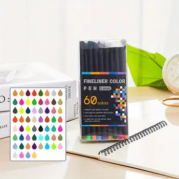 Профессиональные 60-цветные цветные ручки Bview Art, точечные маркеры, тонкая подводка для рисования, для ведения дневника, для заметок, для офиса