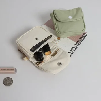 Легкая хлопковая сумка для наушников, женская сумка для ключей, сумка для проездных карт, портативный кошелек для монет, новый однотонный мини-кошелек