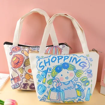Сумка-тоут Kawaii Girl, портативный кожаный кошелек, сумка для хранения, учебная сумка, сумка для покупок, сумка для покупок, женская школьная сумка