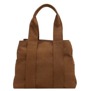 Женская модная сумка через плечо однотонная холщовая сумка-тоут Квадратная сумка для поездок на работу Большая емкость 3 отделения Ретро Повседневная сумка