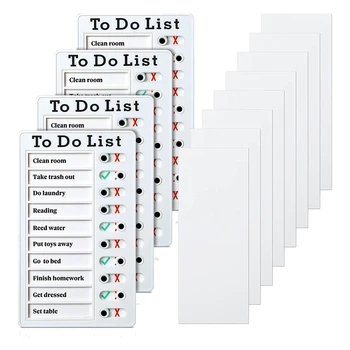 Доска для заметок из 4 предметов со списком дел Съемная доска объявлений Пластиковый контрольный список для дома на колесах Доска для личного расписания с 8 карточками