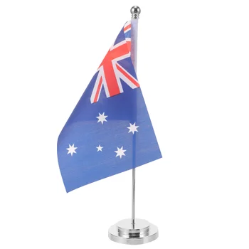 1 Комплект Настольного Австралийского Флага Настольный Флаг Маленький Австралийский Флаг с Подставкой Маленький Австралийский Декор