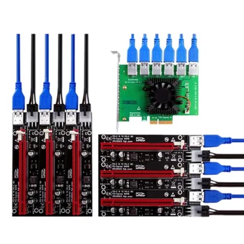 PCIE Riser PCI-E От 1 до 6 Riser Card PCI Express X16 Удлинитель USB 3.0 Кабель SATA-6Pin Питания Для Видеокарты 0,6 М
