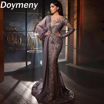 Женские элегантные платья для выпускного вечера Doymeny2023, расшитые бисером, с круглым вырезом, Русалка, коктейльные вечерние платья для вечеринок.