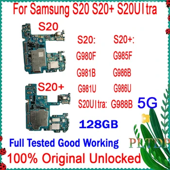128 ГБ Материнская плата 100% Оригинал 4G Для Samsung Galaxy S20 G980F & S20Plus G985F Материнская Плата Android Системная Логическая Плата 100% Протестирована