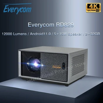 Everycom RD829 Светодиодный проектор 12000 Люмен 1080P Full HD Поддержка 4K Проектор Видео 5G WIFI Android 11.0 TV Умный Домашний Кинотеатр