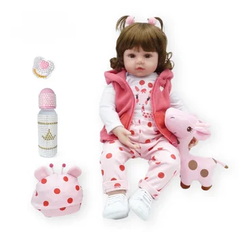 47 см Куклы Реборн Мягкие Силиконовые Куклы Реборн Бэби Реалистичные Куклы для Маленьких Девочек Подарки для Девочек Комплект Кукол Реборн Розовый Имитационный Ребенок