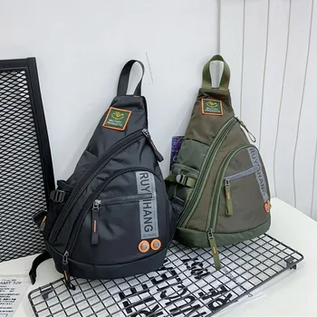 Мужские сумки через плечо, дорожные сумки через плечо, мужская нагрудная сумка для школьной поездки, водонепроницаемая нейлоновая сумка-мессенджер, черный, зеленый