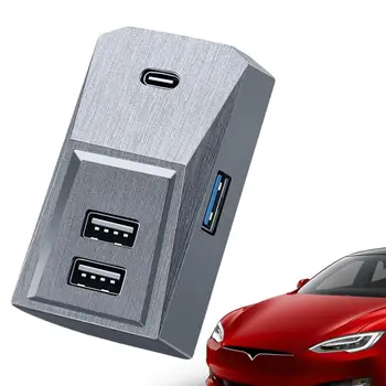 USB-Концентратор Автомобильное Зарядное Устройство Док-станция Бардачок Для Tesla Многоразовый USB-Концентратор Смарт-Датчик Бардачок Для Tesla Model Y Модель 3