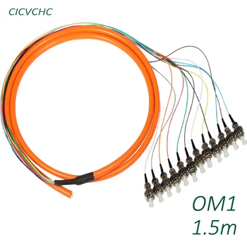 Кабель 12C с FC / UPC OM1 1,5 м -ПВХ-оранжевый / косичка из оптического волокна