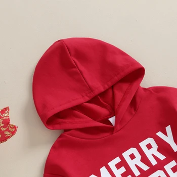 Рождественский наряд для новорожденного мальчика с буквенной надписью, толстовка, пуловер, штаны для бега трусцой, осенне-зимняя одежда для малышей