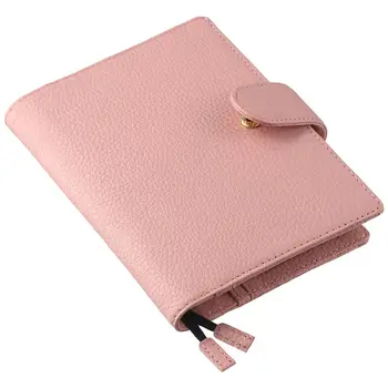 Розовая кожаная обложка для ноутбуков A6 с защелкивающейся кнопкой, многоразовый чехол для ноутбука формата A6, кожаная обложка для ноутбука Office