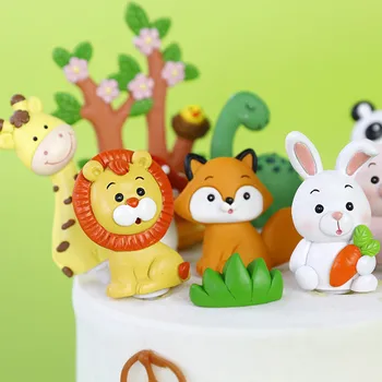 1шт Зоопарк, милые лесные животные, Топперы для торта на день рождения ребенка, Обезьяна, Жираф, Тигр, Лев, Топперы для кексов, торты на день рождения