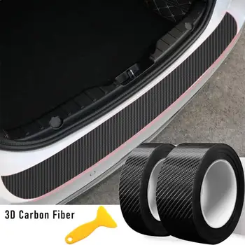 Универсальная наклейка на защитную пластину заднего багажника, накладка на задний бампер автомобиля, наклейка для защиты от царапин, 3D пленка из углеродного волокна