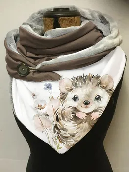 Pdmcms Одежда Повседневный шарф Hedgehog Art для зимней моды, сохраняющий тепло, домашние шали или уличные шарфы